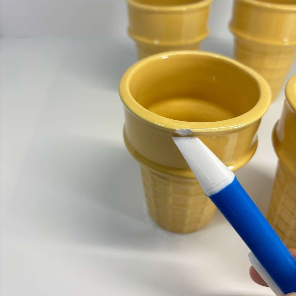 Ceramic Earthenware Ice Cream Cones - Set Of 4- For Snacks or‎ Potted Plants - Picture 7 of 8